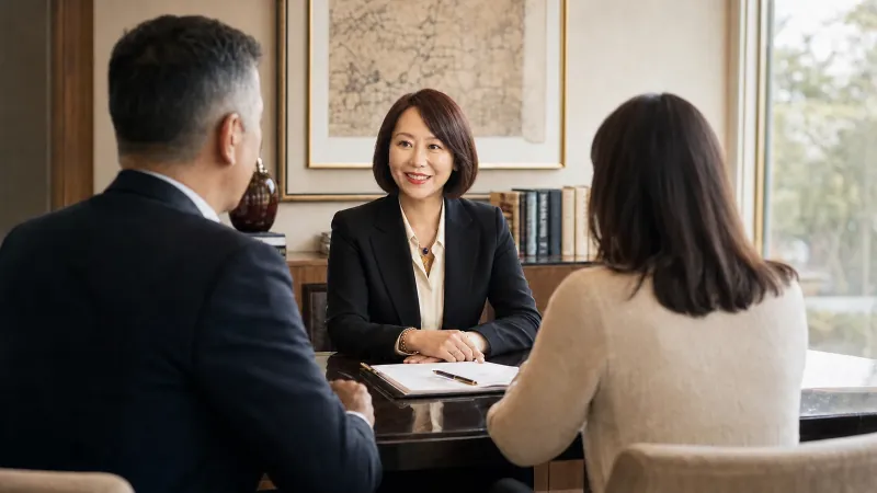 Amy Tong meeting with clients
