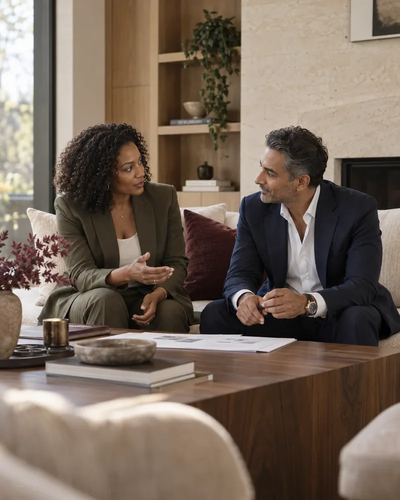 A financial advisor and client in a planning conversation