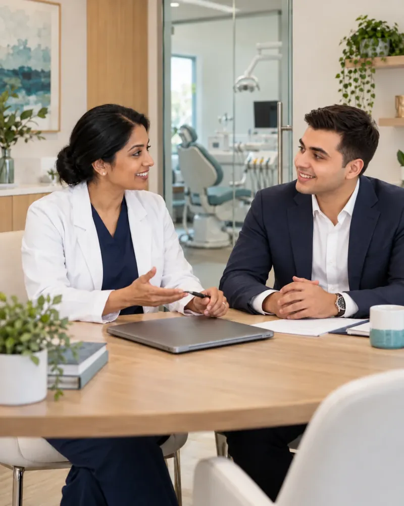 Illustrative dental-practice planning consultation featuring Shaqeel Sarif